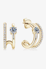 Moissanite 925 Sterling Silver C-Hoop Earrings - Trendsi - Flyclothing LLC