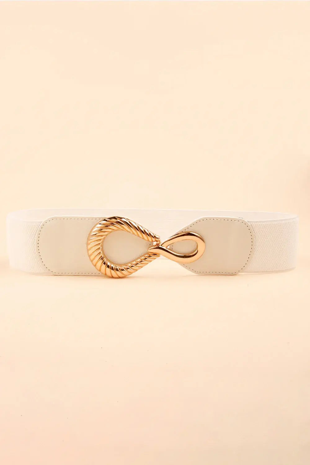 Ribbed Alloy Buckle Elastic Belt - Trendsi - Flyclothing LLC