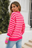 Warm Spice Striped Round Neck Sweater - Trendsi