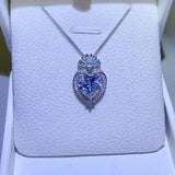 3 Carat Moissanite 925 Sterling Silver Heart Pendant Necklace - Trendsi