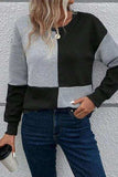Color Block Round Neck Dropped Shoulder T-Shirt - Trendsi - Flyclothing LLC