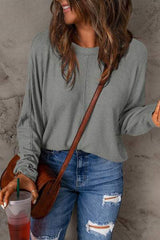 Double Take Full Size Round Neck Long Sleeve T-Shirt - Trendsi - Flyclothing LLC