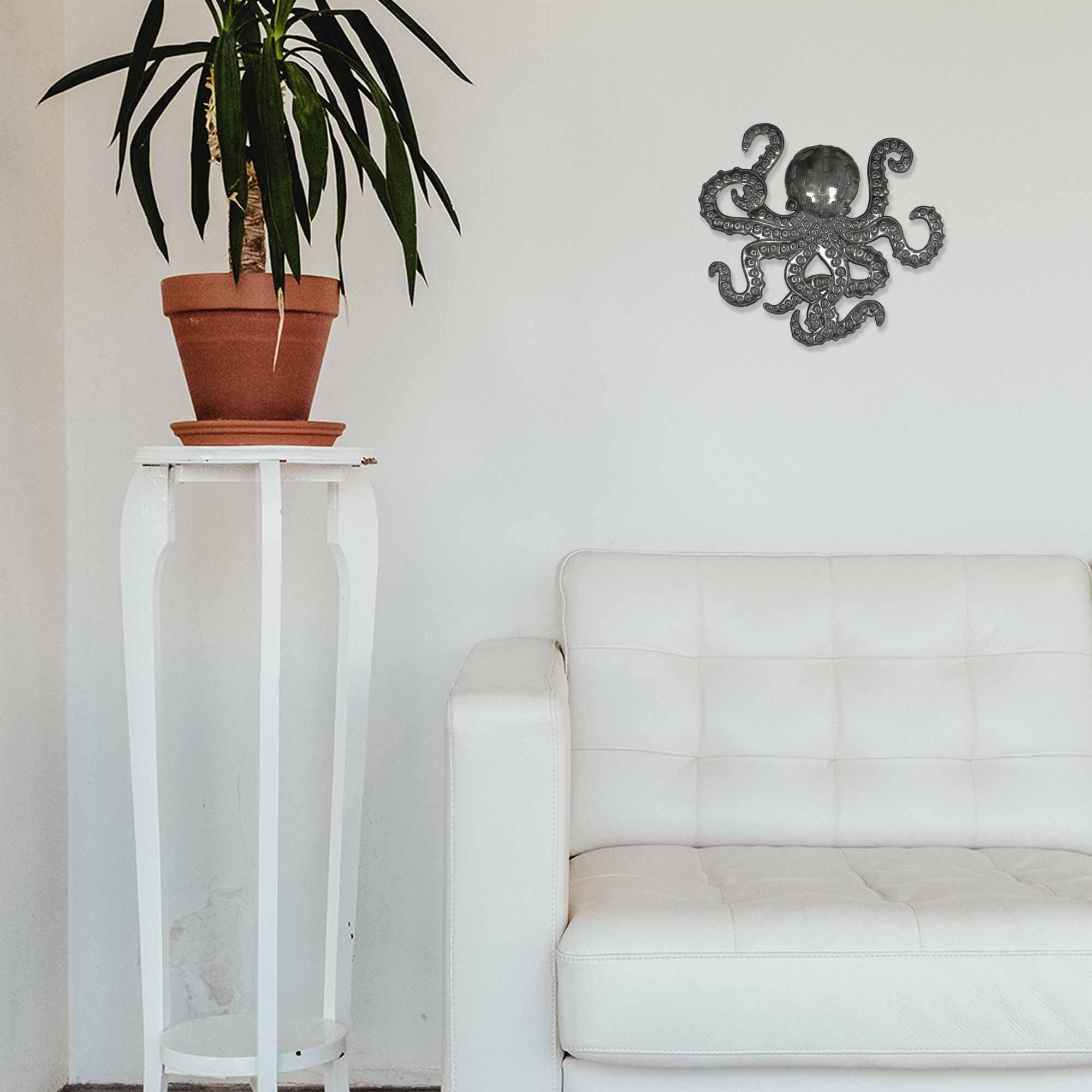 Octopus Nautical Haitian Steel Drum Wall Art x 16 - Haitian Artisans