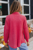 Waffle-knit Collared Neck Dropped Shoulder Shirt - Trendsi - Flyclothing LLC