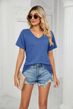 Short Sleeve V-Neck Tee Shirt - Trendsi - Flyclothing LLC