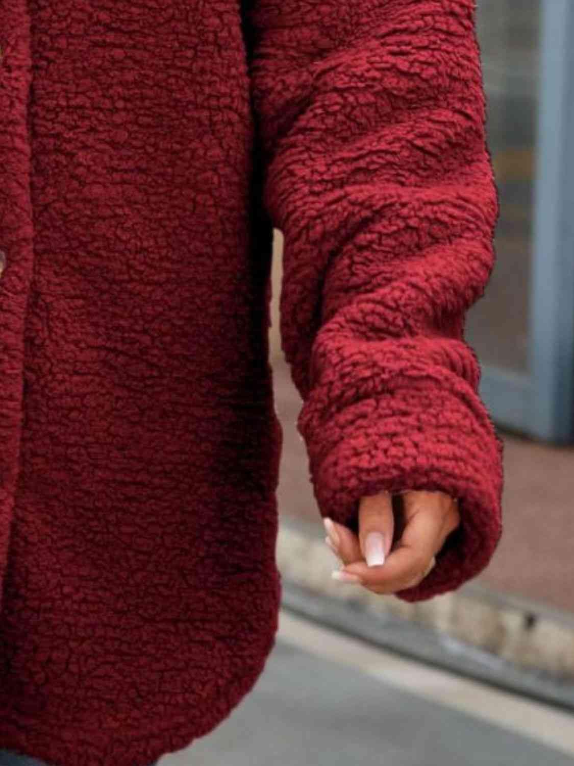 Button Down Collared Coat - Trendsi