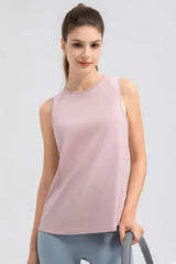 Round Neck Wide strap Active Tank - Trendsi - Flyclothing LLC