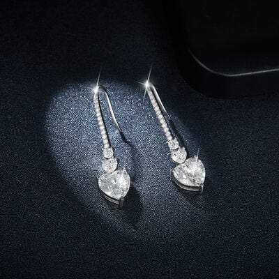 5.44 Carat 925 Sterling Silver Moissanite Heart Drop Earrings - Trendsi - Flyclothing LLC