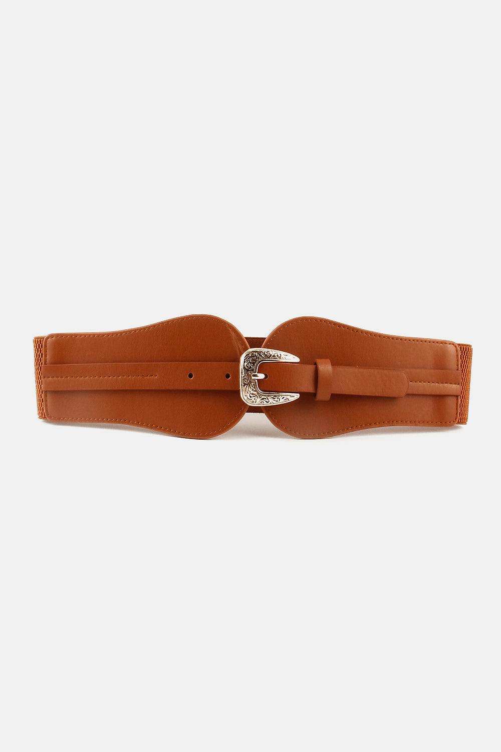 Wide Elastic Belt with Alloy Buckle - Trendsi - Flyclothing LLC