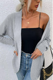 Open Front Rib-Knit Cardigan with Pockets - Trendsi