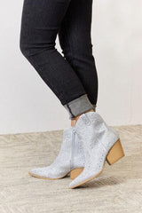 East Lion Corp Rhinestone Ankle Cowboy Boots - Trendsi