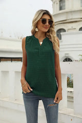 Swiss Dot Notched Neck Tank - Trendsi - Flyclothing LLC
