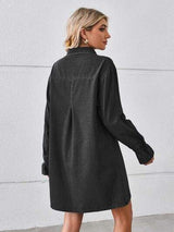Pocketed Dropped Shoulder Mini Denim Dress - Trendsi - Flyclothing LLC