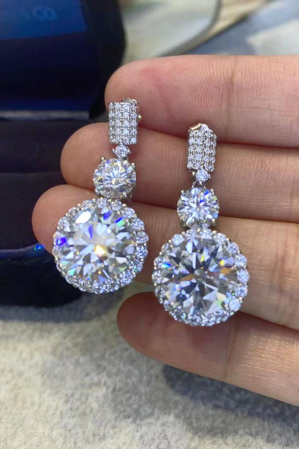 12 Carat Moissanite Platinum-Plated Drop Earrings - Trendsi