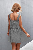 Striped Frill Trim Square Neck Dress - Trendsi