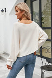 Boat Neck Horizontal Ribbing Dolman Sleeve Sweater - Trendsi