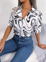 Printed Lapel Collar Shirt - Trendsi - Flyclothing LLC