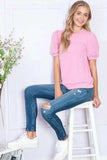 Reborn J Ribbed Round Neck Short Sleeve Top - Trendsi - Flyclothing LLC