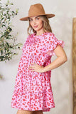 Double Take Short Flounce Sleeve Tiered Dress - Trendsi - Flyclothing LLC
