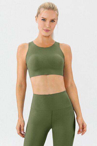 Round Neck Wide Strap Active Bra - Trendsi - Flyclothing LLC
