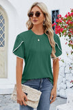 Round Neck Petal Sleeve T-Shirt - Trendsi