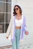 Open Front Contrast Color Balloon Sleeve Cardigan - Trendsi - Flyclothing LLC