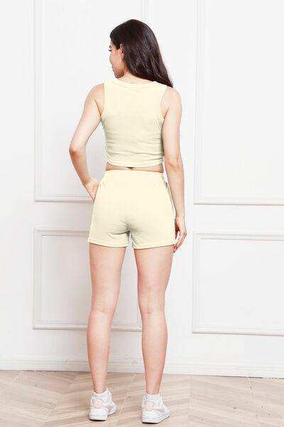 Round Neck Tank and Drawstring Shorts Set - Trendsi - Flyclothing LLC