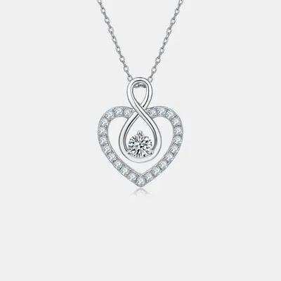1 Carat Moissanite 925 Sterling Silver Heart Shape Necklace - Trendsi - Flyclothing LLC