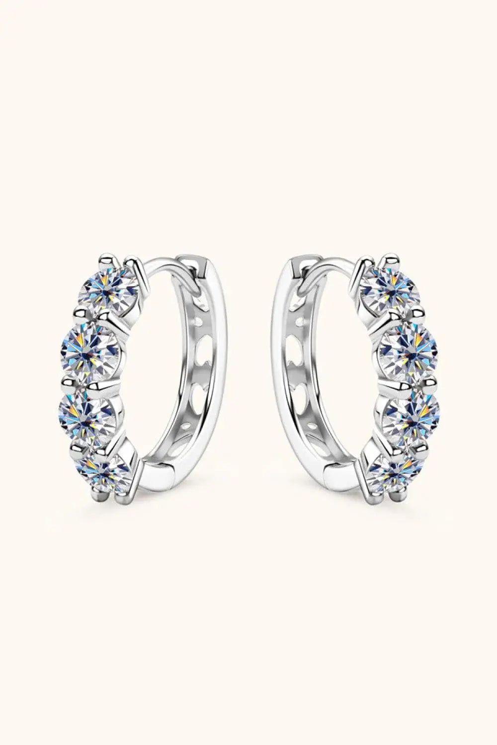 2.4 Carat Moissanite Huggie Earrings - Trendsi - Flyclothing LLC