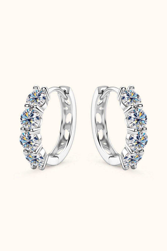 2.4 Carat Moissanite Huggie Earrings - Trendsi - Flyclothing LLC