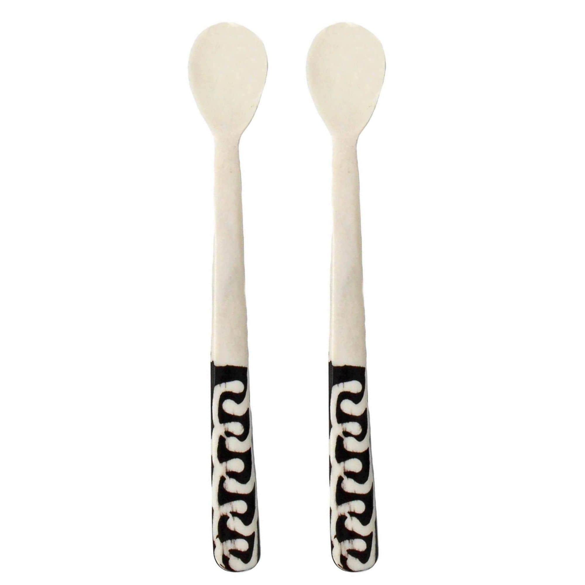 Long Batik Bone Appetizer Spoons, Set of 2 - Jedando