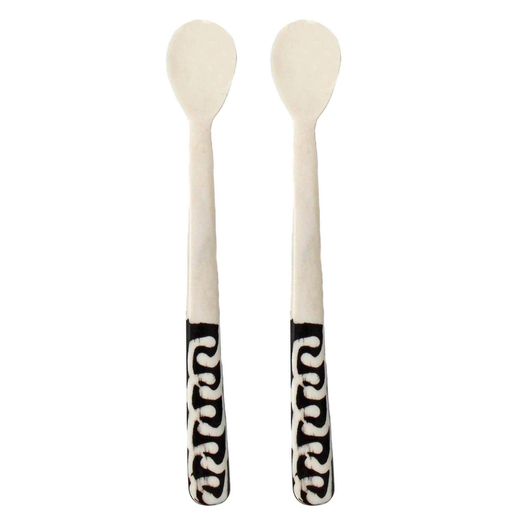 Long Batik Bone Appetizer Spoons, Set of 2 - Flyclothing LLC