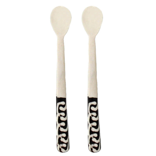 Long Batik Bone Appetizer Spoons, Set of 2 - Jedando