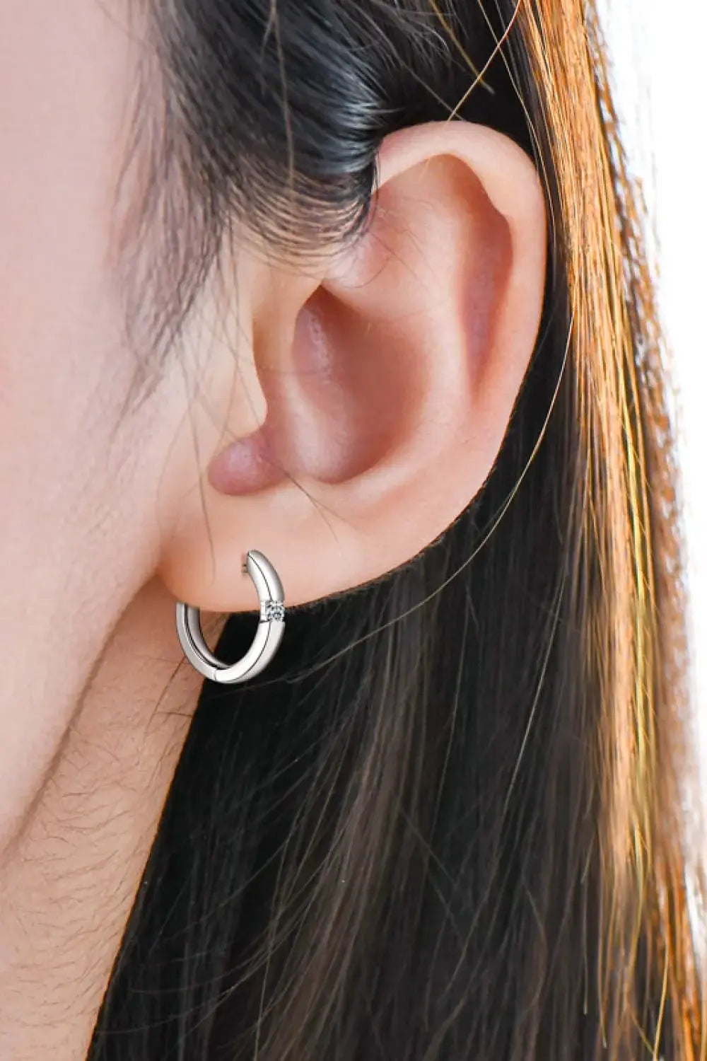 Moissanite 925 Sterling Silver Huggie Earrings - Trendsi - Flyclothing LLC