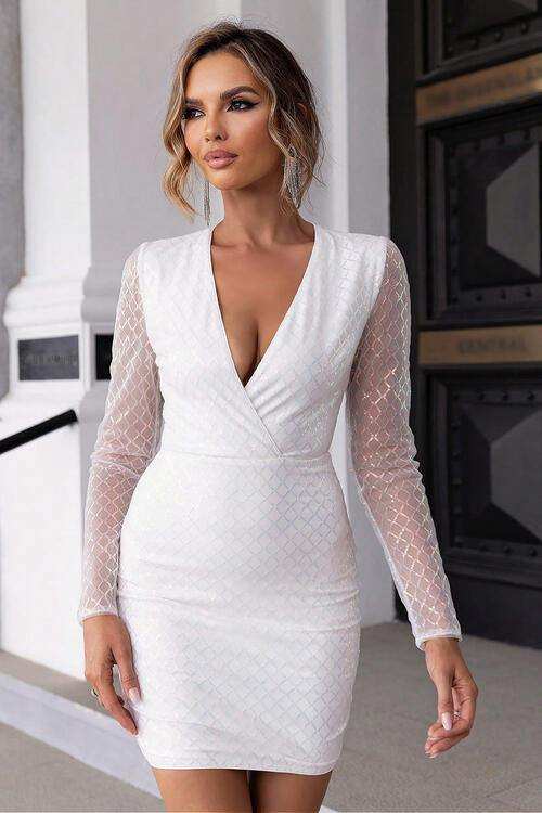 Cutout Sequin Mesh Mini Dress - Trendsi - Flyclothing LLC