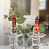 Hand-Painted 4" Dinner or Shabbat Candles, Set of 4  (Indabuko Design) - Nobunto