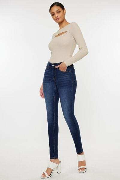Kancan Mid Rise Gradient Skinny Jeans - Trendsi - Flyclothing LLC