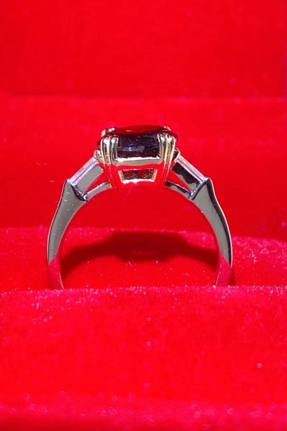 2 Carat Black Moissanite Platinum-Plated Ring - Trendsi