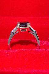 2 Carat Black Moissanite Platinum-Plated Ring - Trendsi