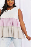 White Birch Full Size Watching the Sunset Color Block Babydoll Top - Trendsi - Flyclothing LLC