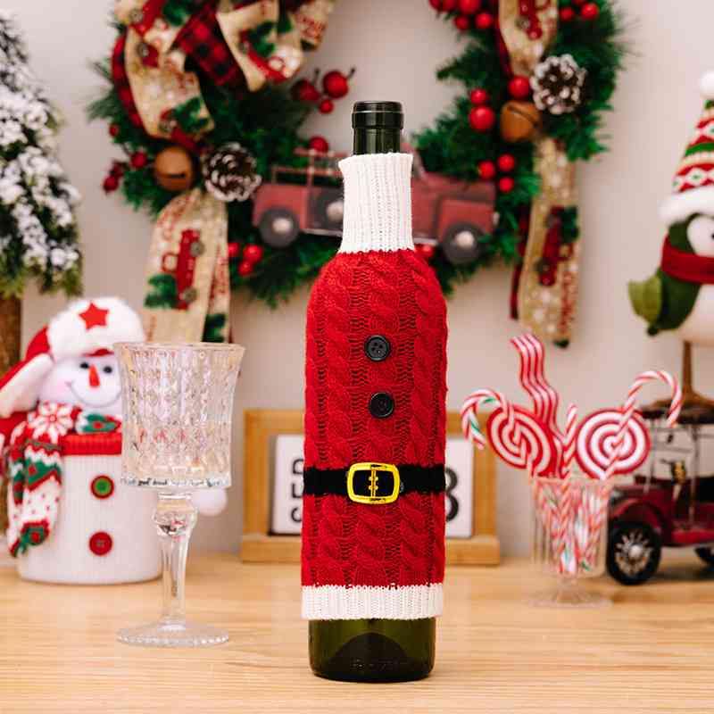 2-Piece Cable-Knit Wine Bottle Covers - Trendsi