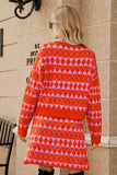 Geometric Dropped Shoulder Cardigan and Knit Skirt Set - Trendsi