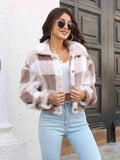 Plaid Dropped Shoulder Buttoned Jacket - Trendsi - Flyclothing LLC