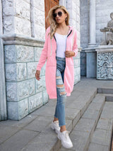 Full Size Zip-Up Longline Hoodie with Pockets - Trendsi - Flyclothing LLC