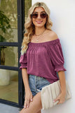 Short Flounce Sleeve Top - Trendsi - Flyclothing LLC