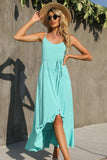 Decorative Button Spaghetti Strap Ruffle Hem Dress - Trendsi - Flyclothing LLC