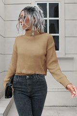 Turtleneck Dropped Shoulder Sweater - Trendsi - Flyclothing LLC