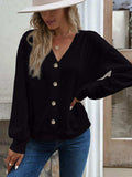 V-Neck Dropped Shoulder Blouse - Trendsi - Flyclothing LLC