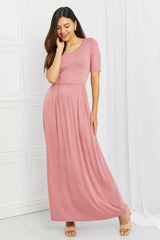 Celeste Sweetheart Full Size Short Sleeve Maxi Dress in Light Mauve - Trendsi