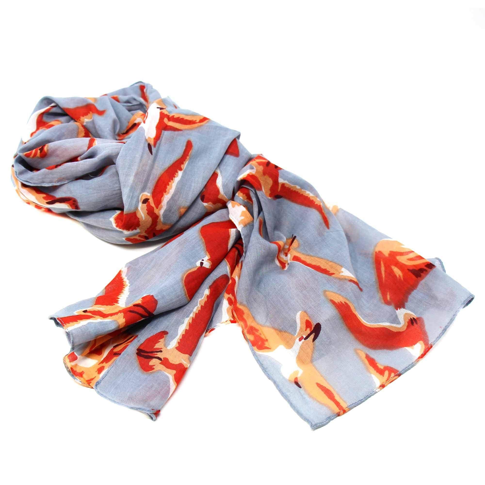 Hand-printed Cotton Scarf, Birds Design - Flyclothing LLC